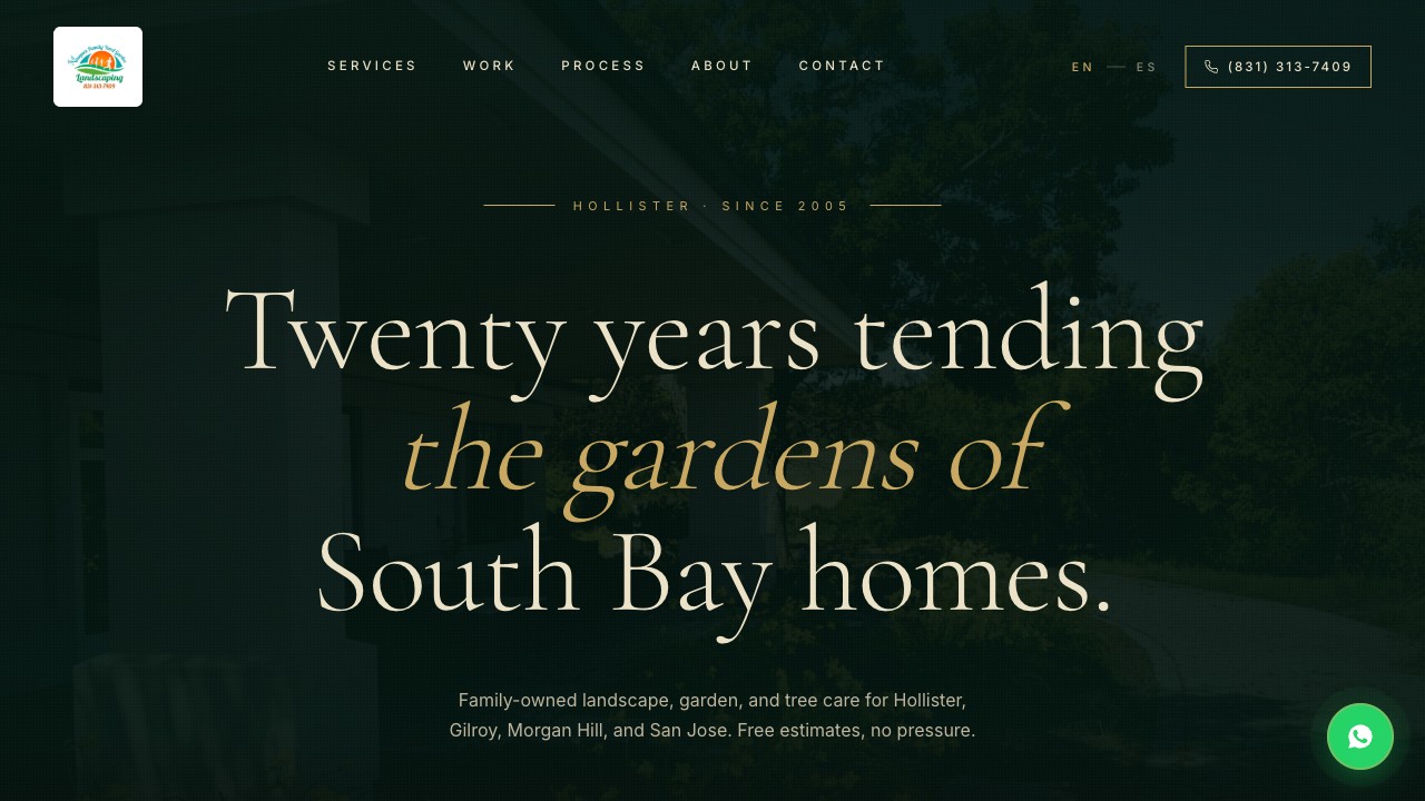 Vasquez Family Yard and Garden — bilingual landscaping site for the South Bay, screenshot of homepage